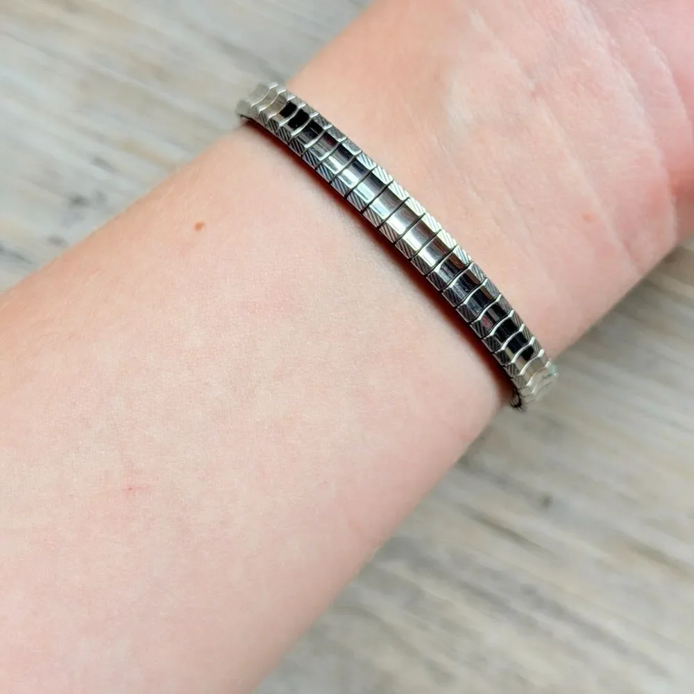 Vintage Timex Watch Dainty Silver Tone Bracelet Antique Cocktail 90s 50s Working